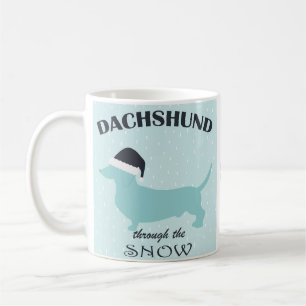 Mug Noël drôle de Dachshund à travers la neige