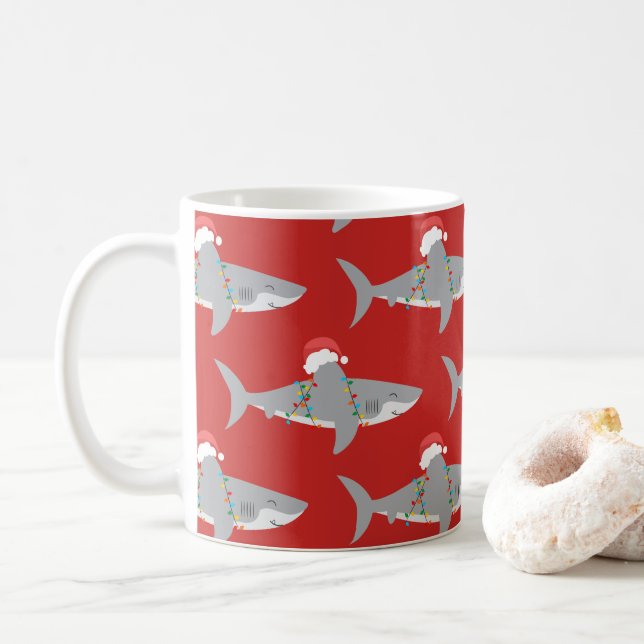 Mug Noël drôle de requin (Avec donut)