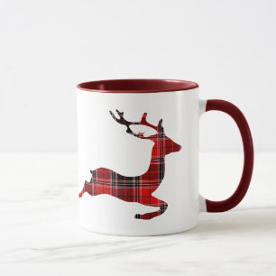 Mug Noël écossais aux rennes de Tartan rouge