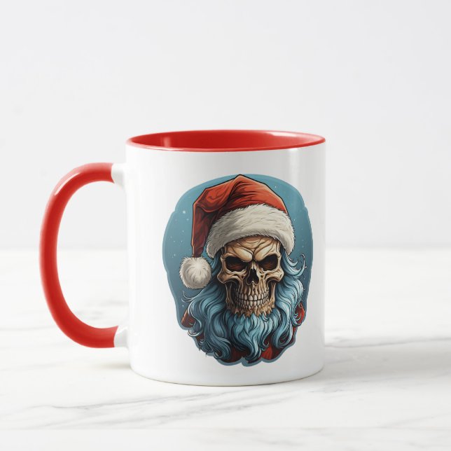 Mug Noël éffrayant Père Noël Crâne drôle Noël (Gauche)