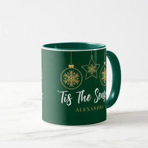 Mug Noël Élégant C'Est La Saison Vert Or, Blanc