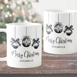 Mug Noël Élégant Noir Blanc