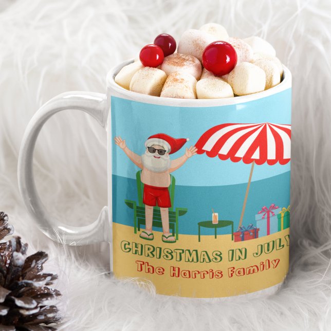 Mug Noël en juillet Été Santa Claus Beach House (Créateur téléchargé)