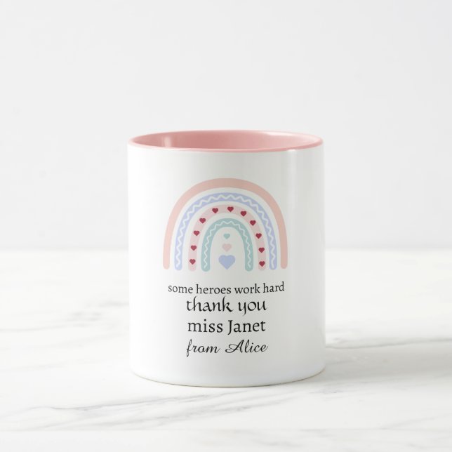 Mug Noël Enseignant Merci personnalisé cadeau de héros (Centre)