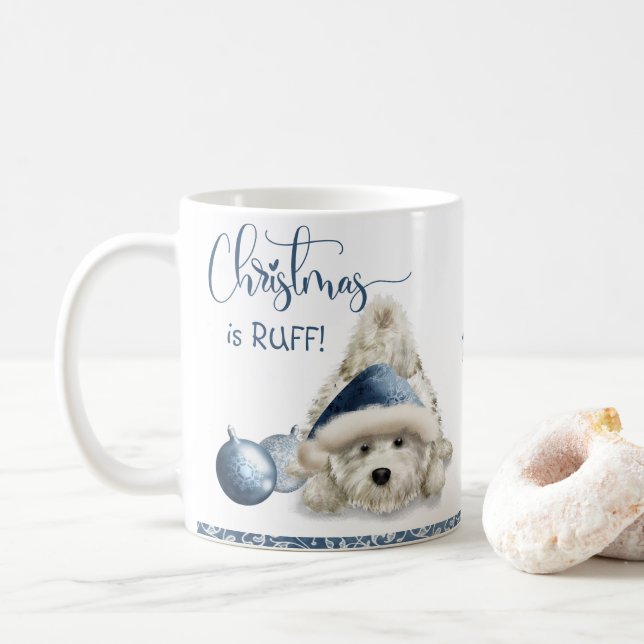Mug Noël est Ruff, Amoureux des chiens Christmas Puppy (Avec donut)