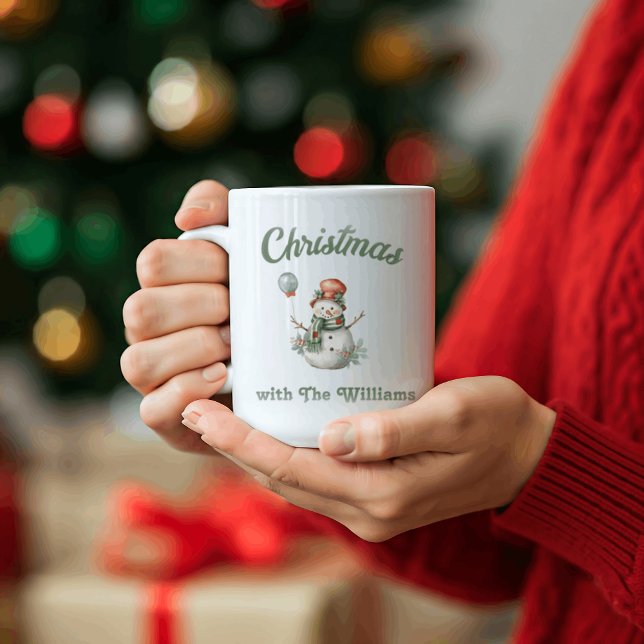 Mug Noël familial | Nom de famille Snowman (Créateur téléchargé)