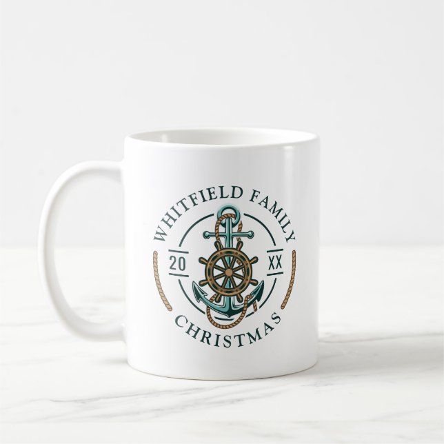 Mug Noël Famille Nautique Bateau vacances Personnalisé (Gauche)