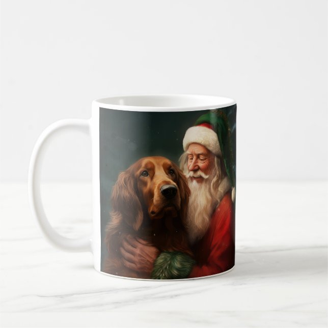Mug Noël festif du Père Noël de l'Irish Red Setter (Gauche)