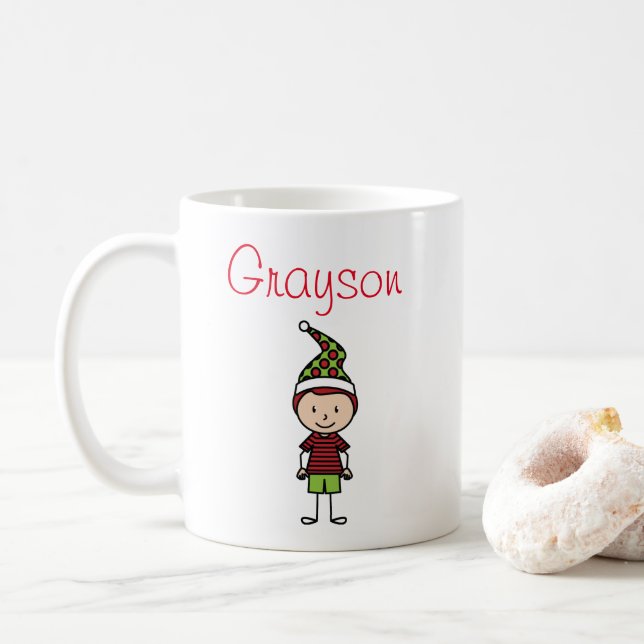 Mug Noël Fêtes Enfants Personnalisé Nom personnalisé (Avec donut)