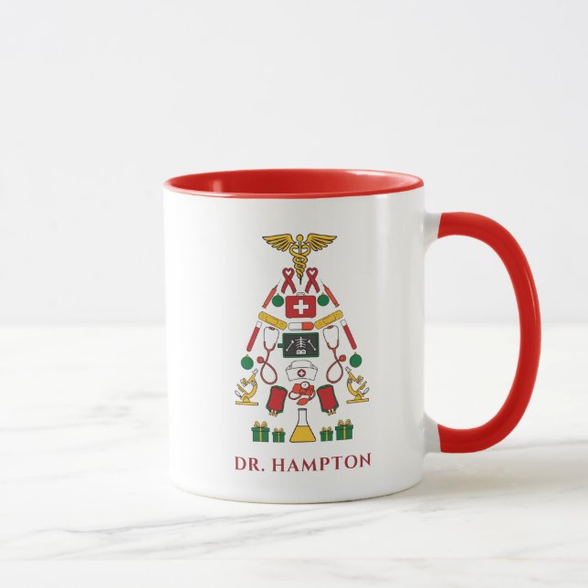 Mug Noël Fêtes Médecine personnalisée Médecin Infirmiè (Droite)