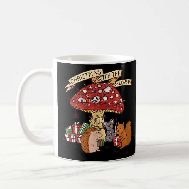 Mug Noël Feux d'éclat de champignons Noël avec La (Gauche)