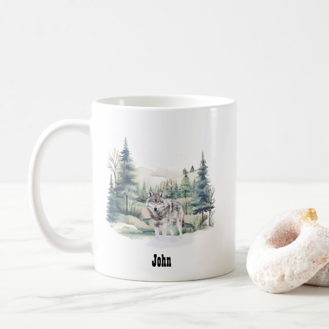 Mug Noël Hiver Forêt Aventure Loup (Avec donut)