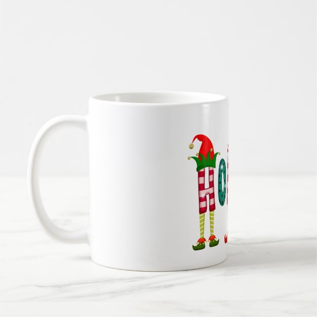 Mug Noël HO HO HO elf, cadeaux de Noël elfe (Gauche)