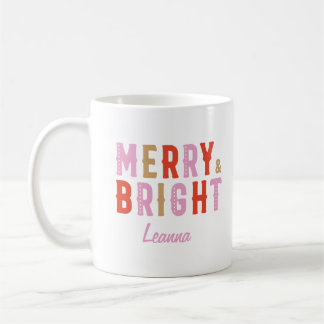 Mug Noël Joyeux et rose vif et rouge
