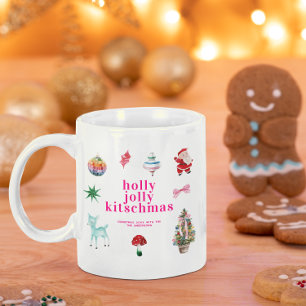 Mug Noël kitsch   Retro Holly Jolly Holiday