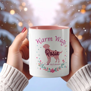 Mug Noël Labrador Retriever Rose Pastel Personnalisé