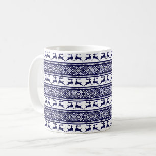 Mug Noël, le bleu et le blanc scandinave