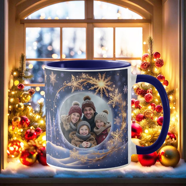 Mug Noël magique - flocons de neige dorés, photo (Créateur téléchargé)