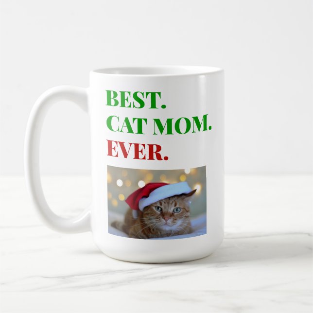 Mug Noël Meilleur Chat Maman Jamais Photo (Gauche)