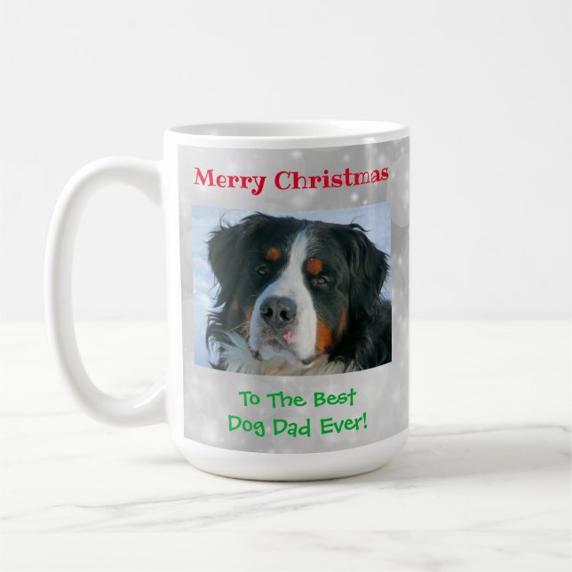 Mug Noël Meilleur Chien Papa Jamais Pet Photo (Gauche)