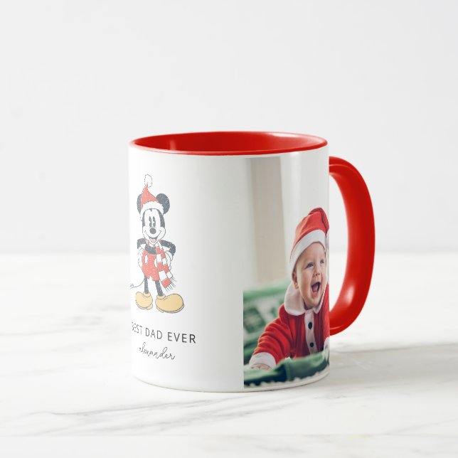 Mug Noël Mickey Souris Santa Hat | Meilleur papa (Devant droit)