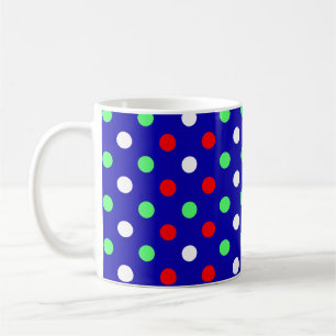 Mug Noël - Motif à pois rouges, verts et blancs 
