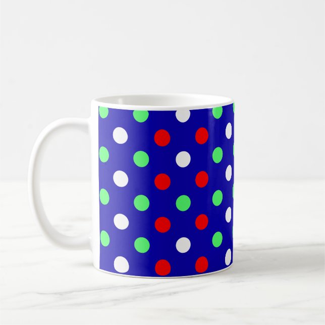 Mug Noël - Motif Pois rouge, vert et blanc (Gauche)