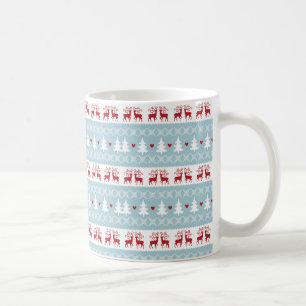 Mug Noël nordique Bleu Rouge Blanc Vacances