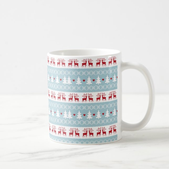 Mug Noël nordique Bleu Rouge Blanc Vacances (Droite)