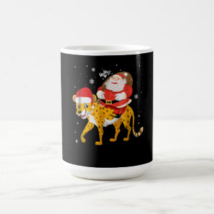 Mug Noël père Noël équitation cheetah cadeau xmas