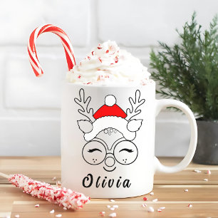 Mug Noël personnalisé rennes de Noël visage Noël