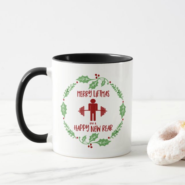 Mug Noël personnel drôle Liftmas de forme physique (Avec donut)