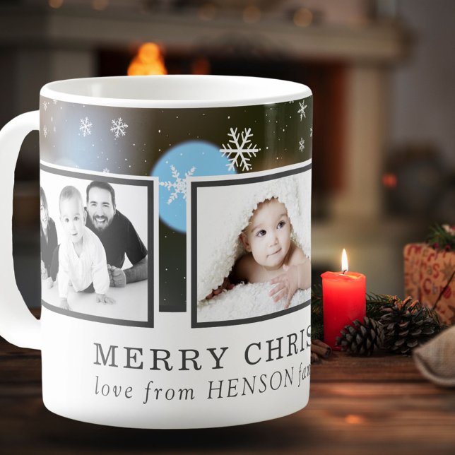 Mug Noël Photo Collage Custom Famille Vacances (Créateur téléchargé)