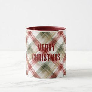Mug Noël Rayures Carreaux Rouge Blanc Vert