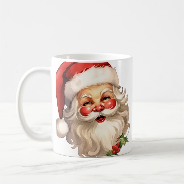 Mug Noël rétro Holly Jolly Santa Claus (Gauche)
