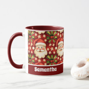 Mug Noël rétro vintage Santa Claus et Bows