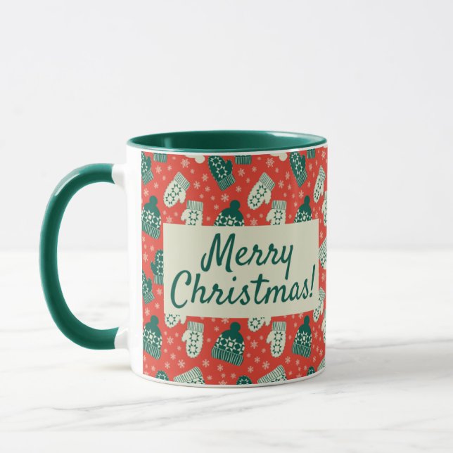 Mug Noël - Rouge - Casquette & Mittens (Gauche)