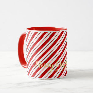 Mug Noël Rouge Sucre de canne rayures mignonnes Noël F