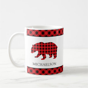 Mug Noel Russe Buffle Rouge Plaid Ours Silhouette