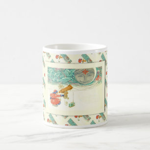 Mug Noël russe vintage, Père Noël avec un télescope