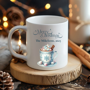 Mug Noël rustique bleu cosy