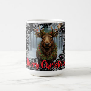 Mug Noël rustique orignal forêt boisée hivernale neige