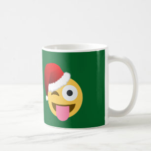 Mug noël santa claus winking emoji