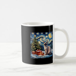 Mug Noël Siamese Chat Art Van Gogh Le Starry Nigh