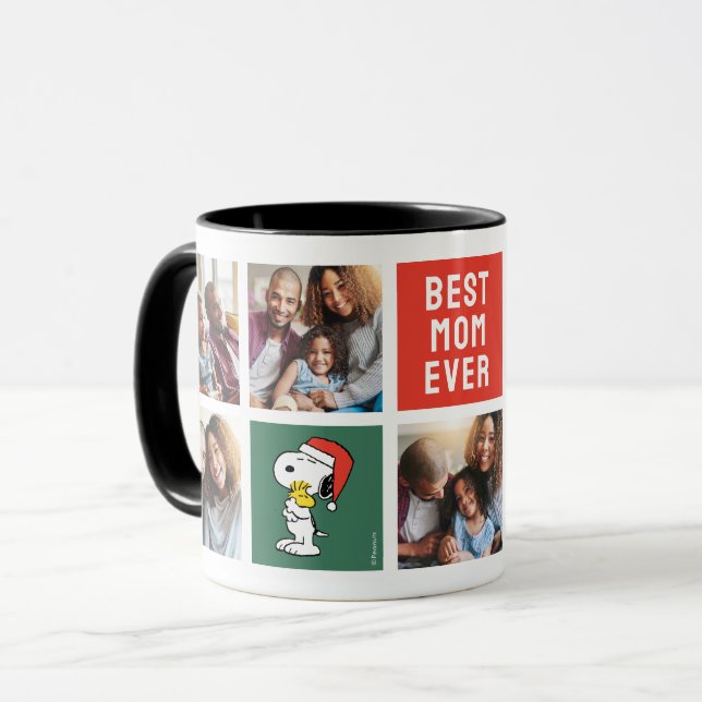Mug Noël Snoopy & Woodstock | Meilleure maman - Collag (Devant gauche)