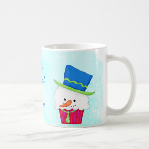 Mug Noël Snowman Cupcake Nom personnalisé