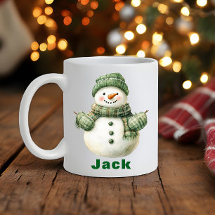 Mug Noël Snowman Green Casquette et gants