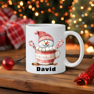 Mug Noël Snowman Hot Cocoa Sucre de canne Marshmallow