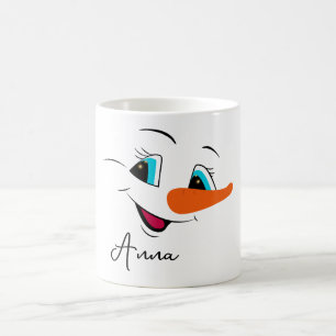 Mug Noël Snowman visage Nom personnalisé Fête