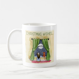 Mug Noël Souhaite Mignonne Enfant & Kitty Chat Noël